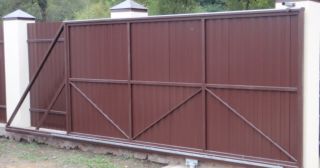 Купить откатные ворота из профнастила Скопин, цена от 1764 руб.